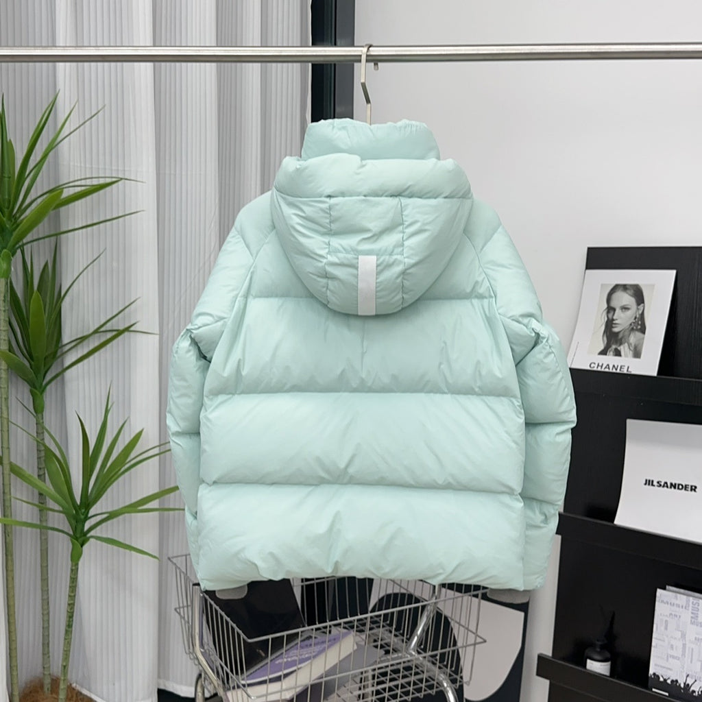 Canada Goose White-Badge Hooded Puffer Jacket in Mint Green