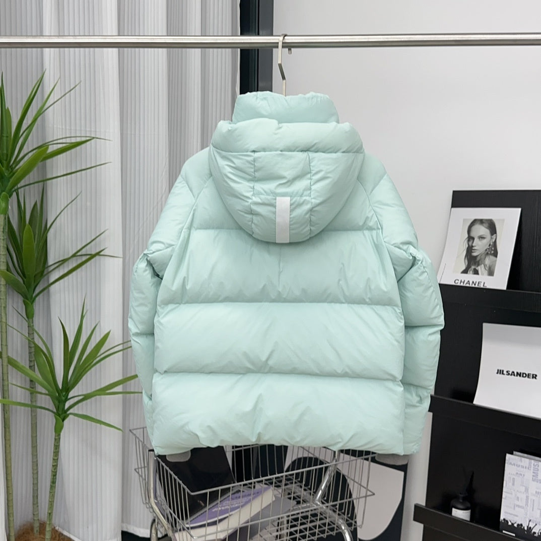 Canada Goose White-Badge Hooded Puffer Jacket in Mint Green