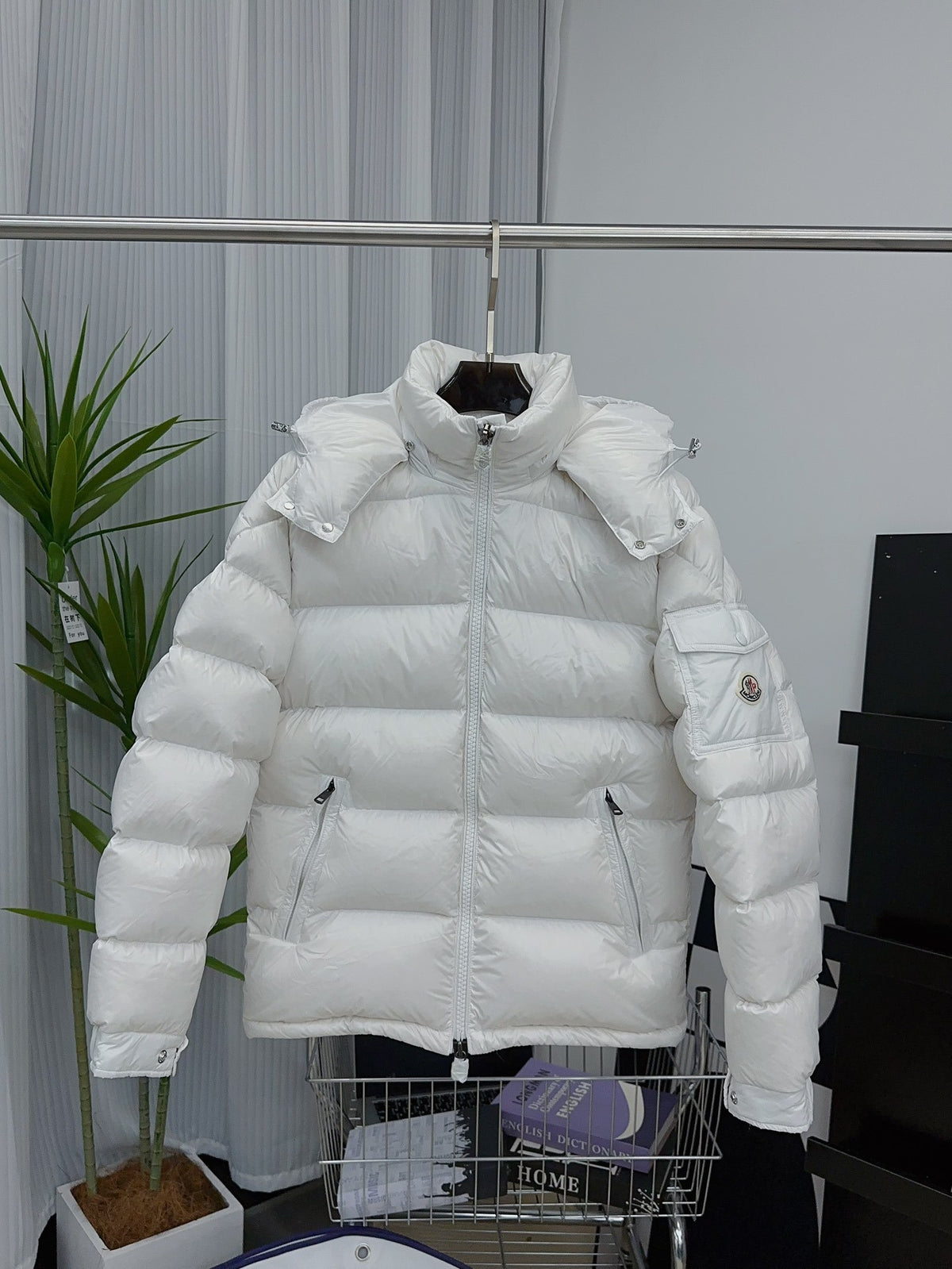 Moncler Maya Hooded Puffer Jacket in White
