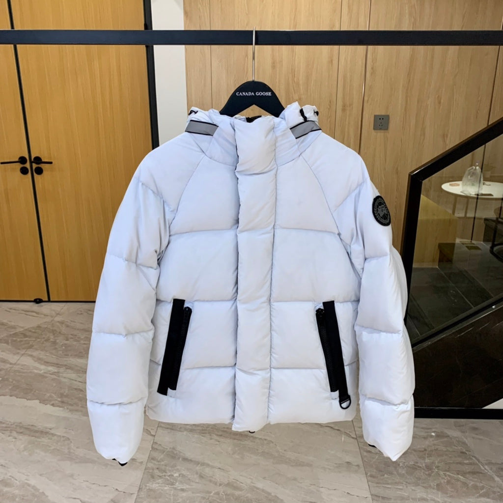 Canada Goose Black-Badge Hooded Puffer Jacket in White