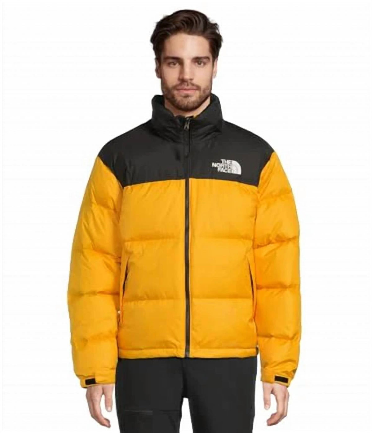 The North Face Unisex Stand-Collar Puffer Jacket | Yellow & Black
