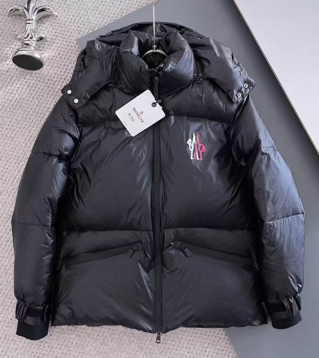 Moncler Black Hooded Puffer Jacket with Statement Back Logo