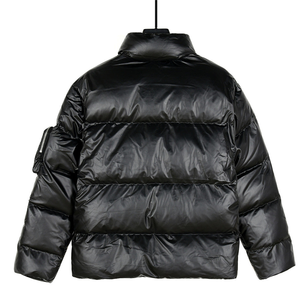 Prada Glossy Puffer Jacket | Black Utility Pockets