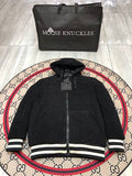 Moose Knuckles Hooded Sherpa-Style Zip Jacket with Striped Trim