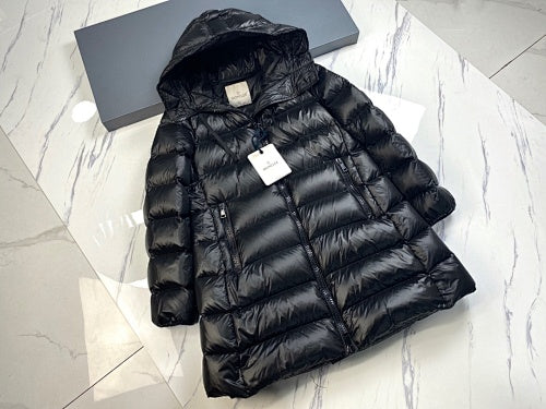 Moncler Long Hooded Puffer Coat in Glossy Black