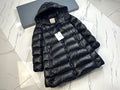 Moncler Long Hooded Puffer Coat in Glossy Black