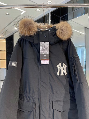 MLB NY Logo Unisex Hooded Parka with Fur-Style Trim