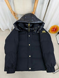 Moose Knuckles Black Hooded Puffer Jacket with Gold-Tone Details