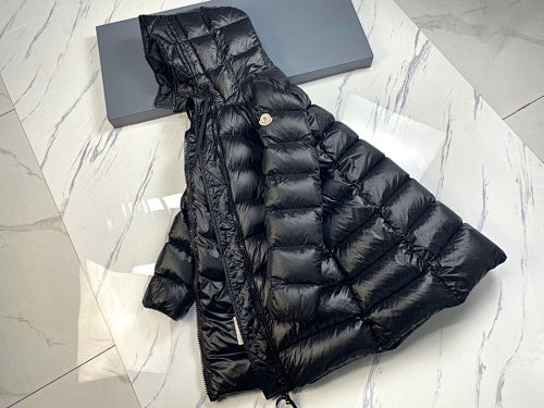 Moncler Long Hooded Puffer Coat in Glossy Black