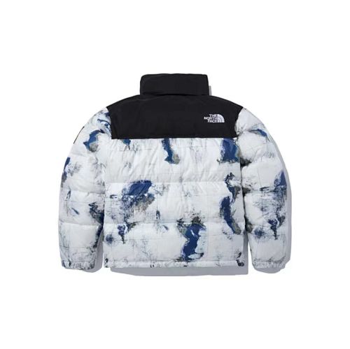 The North Face Earth-Print Puffer Jacket | White & Blue