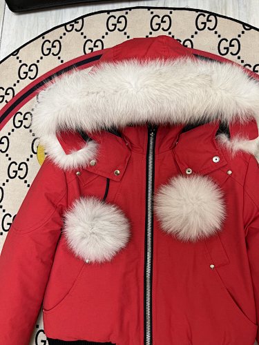 Moose Knuckles Women's Hooded Bomber Jacket | Red & Black