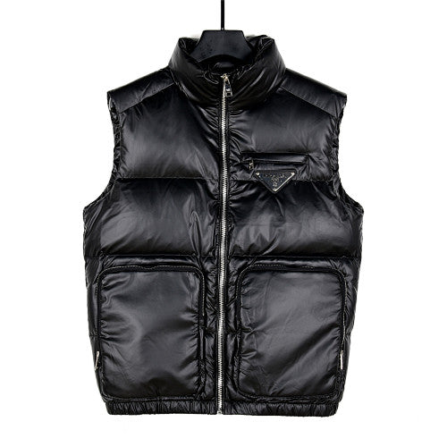 Prada Glossy Black Puffer Vest | Oversized Pockets