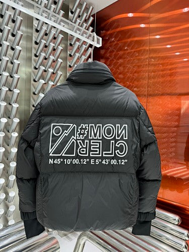 Moncler Verdons Black Stand-Collar Puffer Jacket with Graphic Logo
