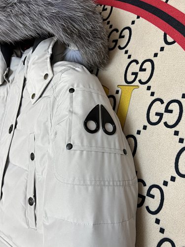 Moose Knuckles Women's Light Grey Hooded Parka