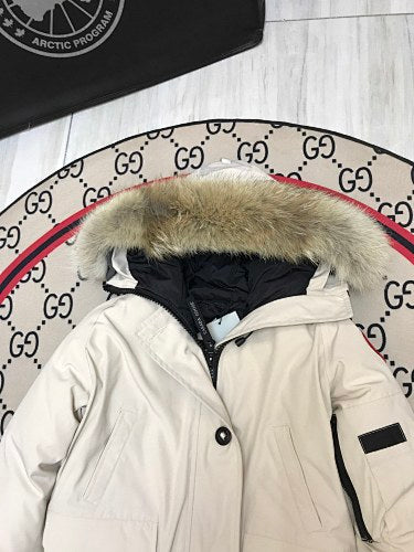 Canada Goose Women's Hooded Bomber Jacket | Ivory & Black