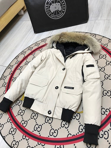 Canada Goose Women's Hooded Bomber Jacket | Ivory & Black
