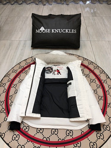 Moose Knuckles Women's White Hooded Quilted Jacket