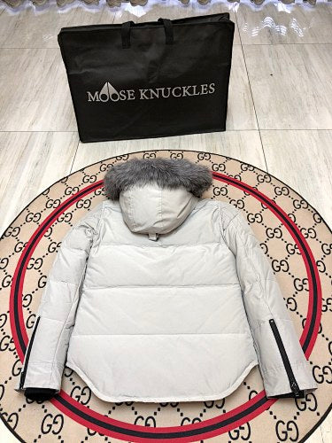 Moose Knuckles Women's Light Grey Hooded Parka