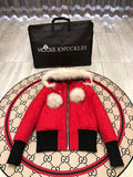 Moose Knuckles Women's Hooded Bomber Jacket | Red & Black