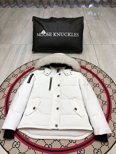 Moose Knuckles Women's White Hooded Quilted Jacket