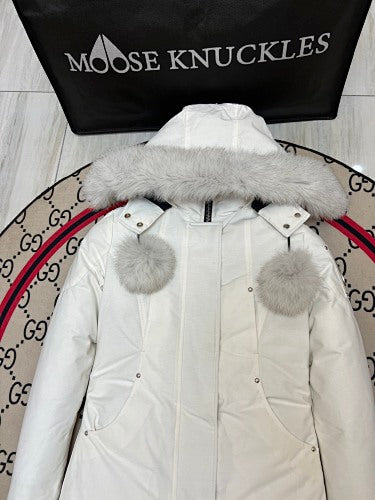 Moose Knuckles Women's Long Hooded Parka | White