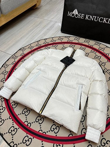 Moose Knuckles Unisex White Glossy Stand-Collar Puffer Jacket