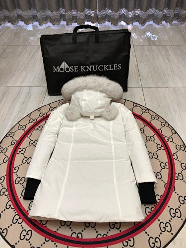 Moose Knuckles Women's Long Hooded Parka | White