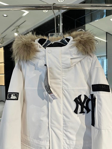 MLB NY Logo Unisex Hooded Parka with Fur-Style Trim