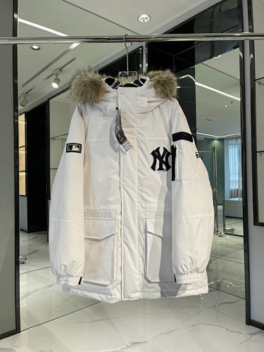 MLB NY Logo Unisex Hooded Parka with Fur-Style Trim