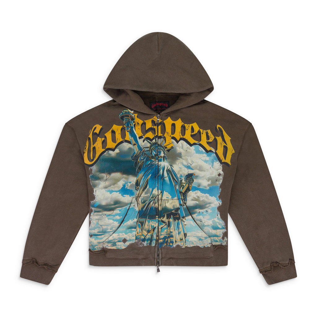 Brown Chrome Liberty Zip Hoodie V2