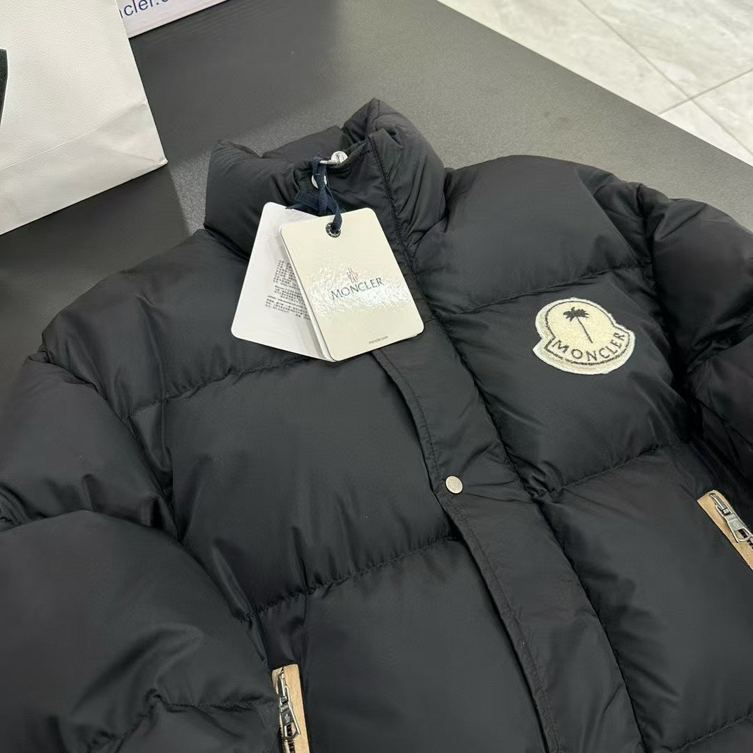 Moncler x Palm Angels Black Puffer Jacket with Contrast Badge