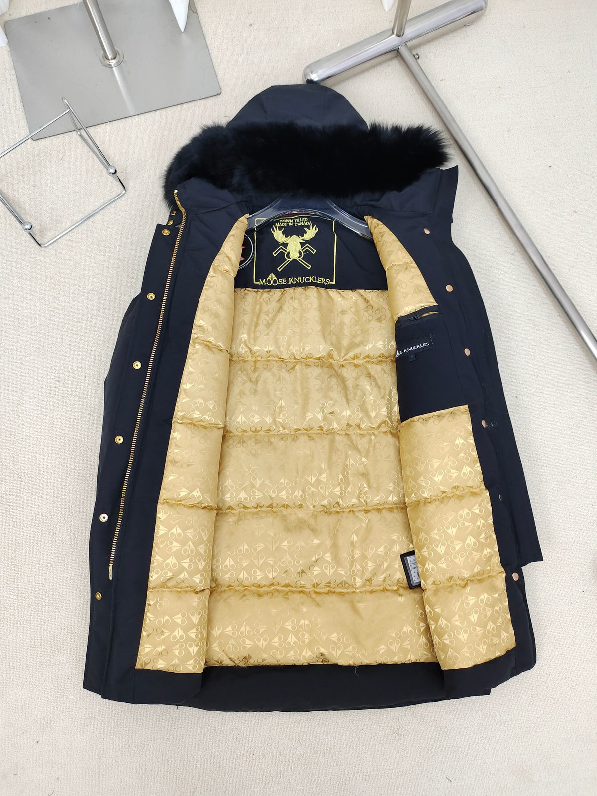 Moose Knuckles Women's Long Hooded Parka with Gold-Tone Details