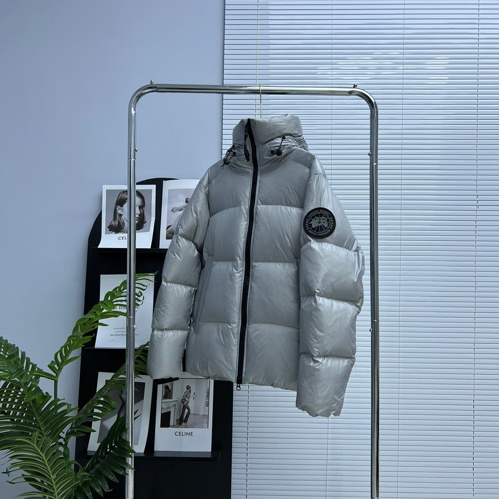 Canada Goose Crofton Silver Hooded Puffer Jacket