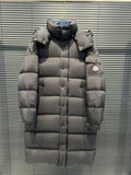 Moncler Long Hooded Puffer Coat with Matte Finish