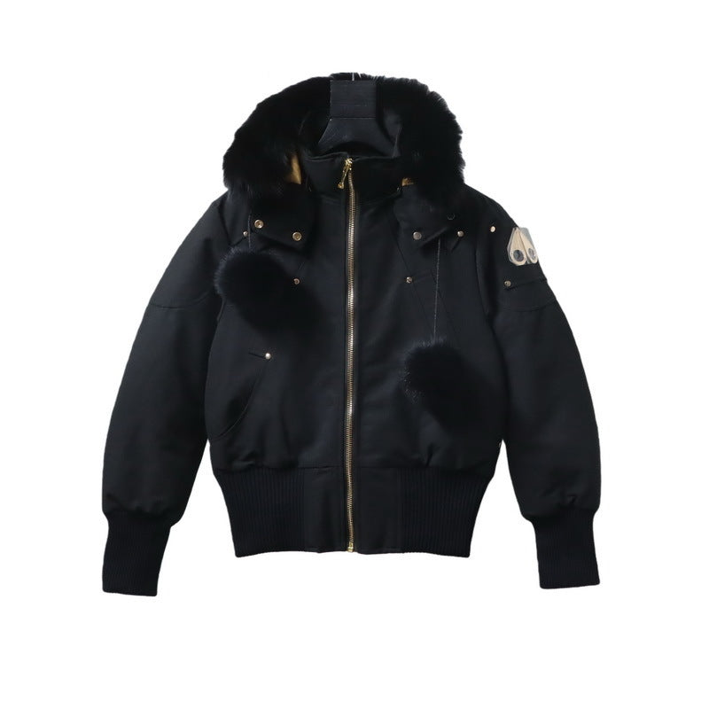 Moose Knuckles Gold Debbie 03 Down Bomber Jacket in Black