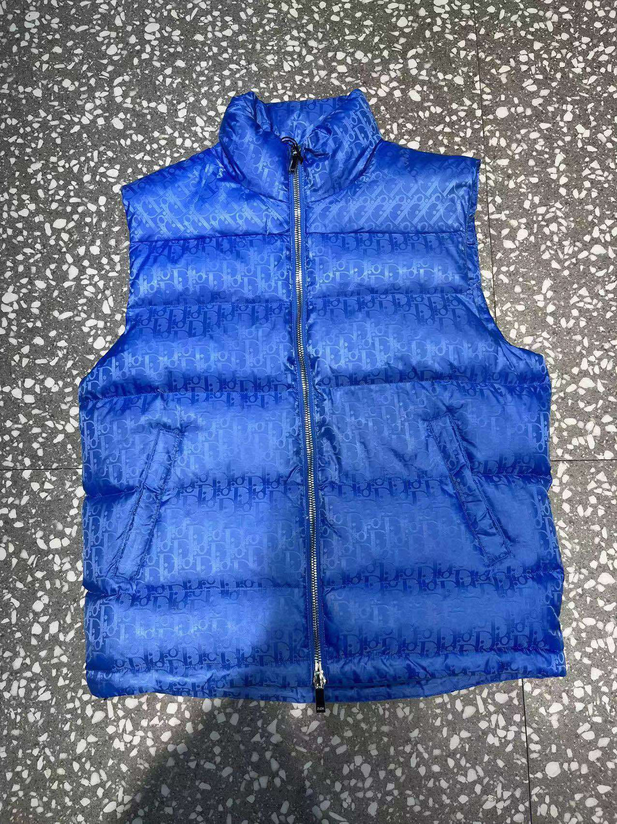 Dior Monogram Quilted Puffer Vest in Blue