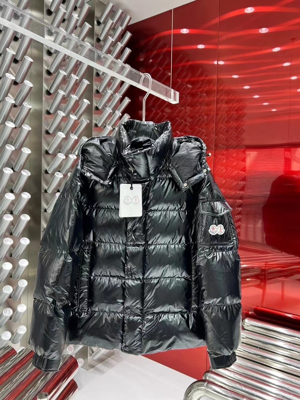 Moncler 70th Anniversary Hooded Puffer Jacket in Black