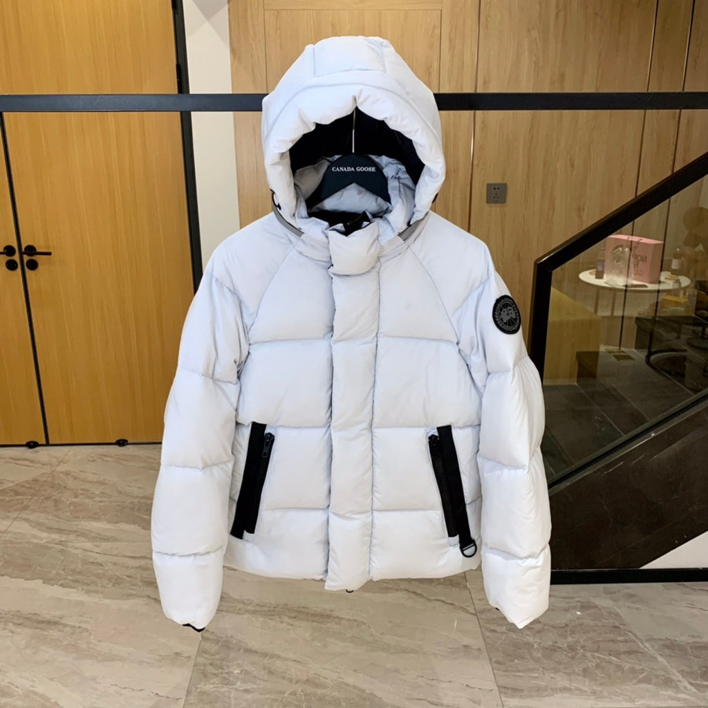 Canada Goose Black-Badge Hooded Puffer Jacket in White