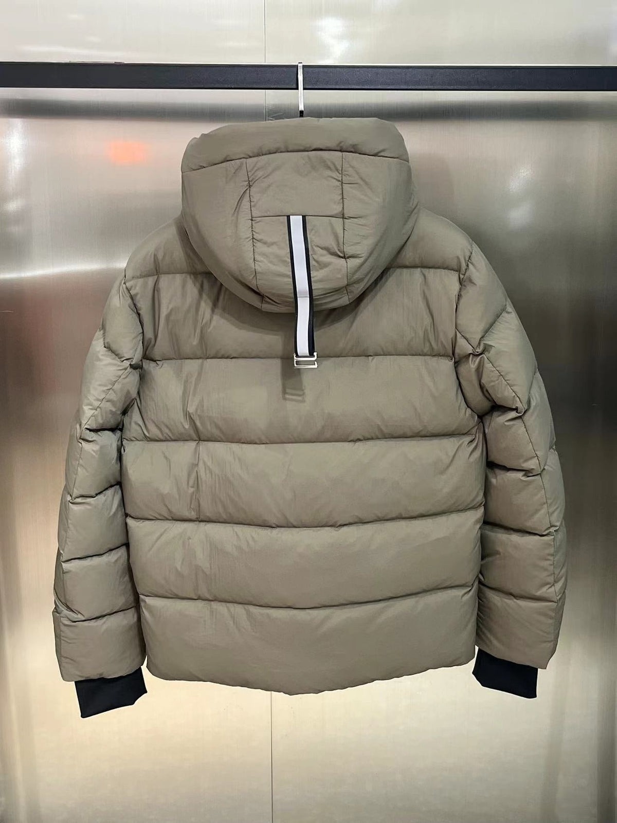 Canada Goose Black-Badge Hooded Puffer Jacket in Khaki