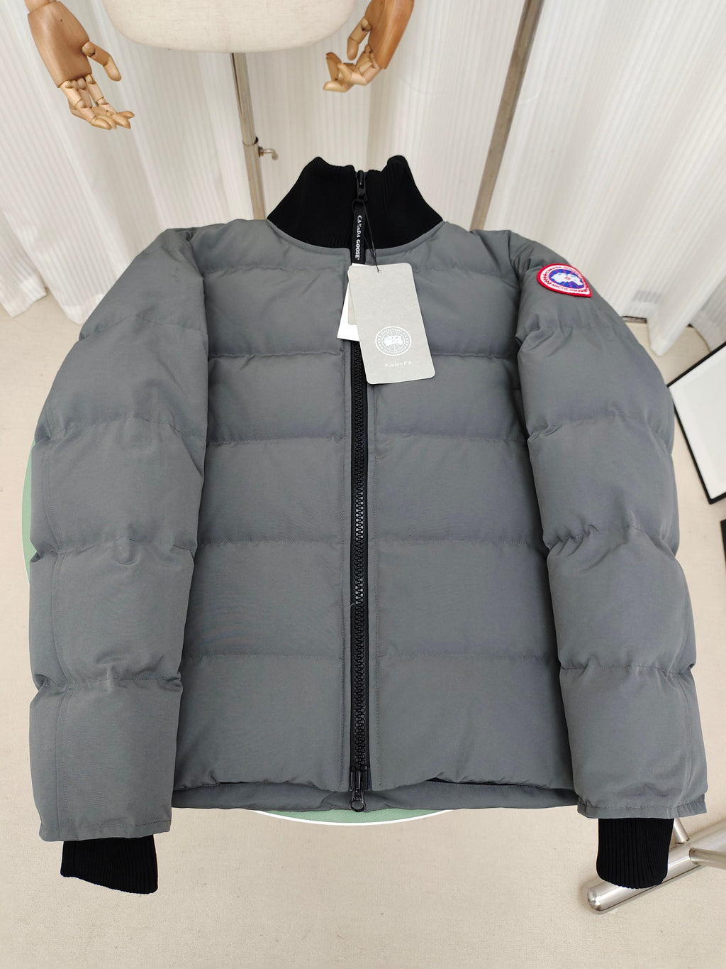Canada Goose Quilted Puffer Jacket with Ribbed Stand Collar