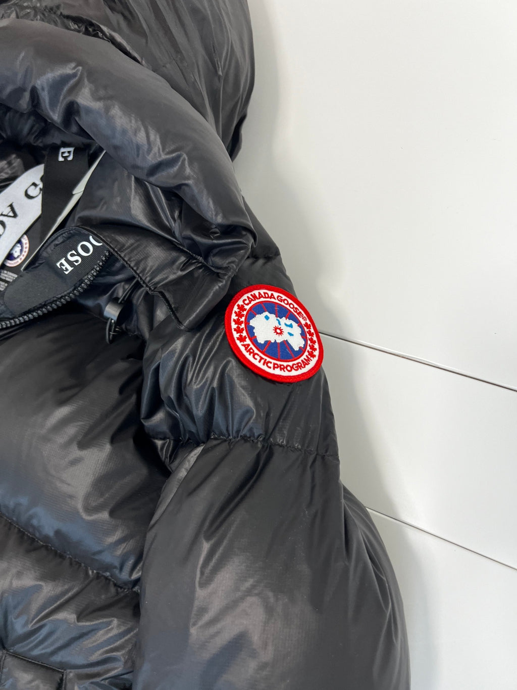 Canada Goose Women's Glossy Hooded Puffer Jacket in Black