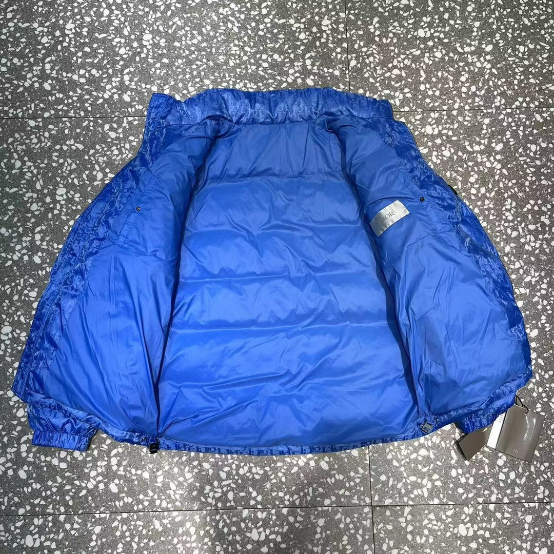 Dior Monogram Quilted Puffer Jacket in Blue