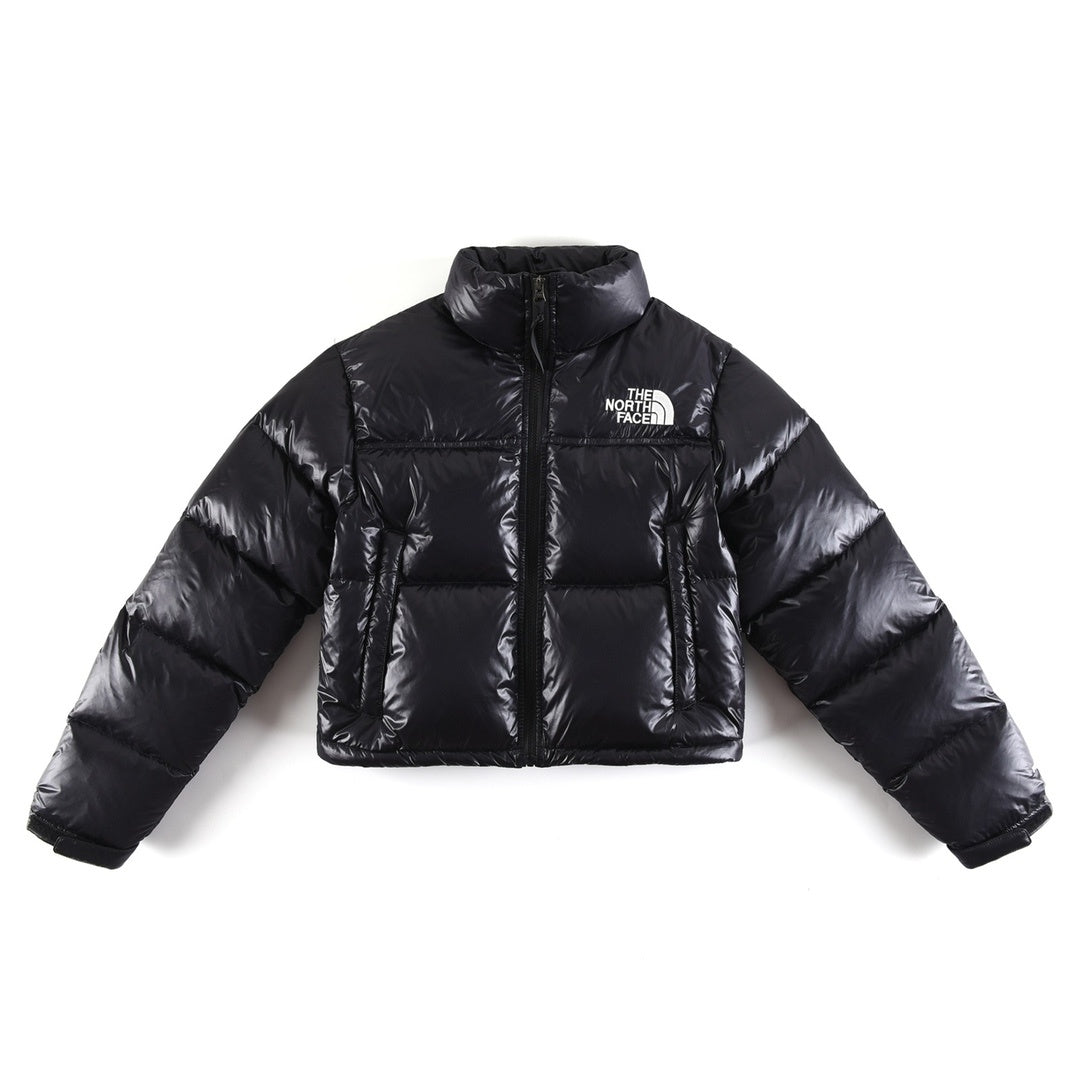 The North Face Cropped Puffer Jacket with Stand Collar