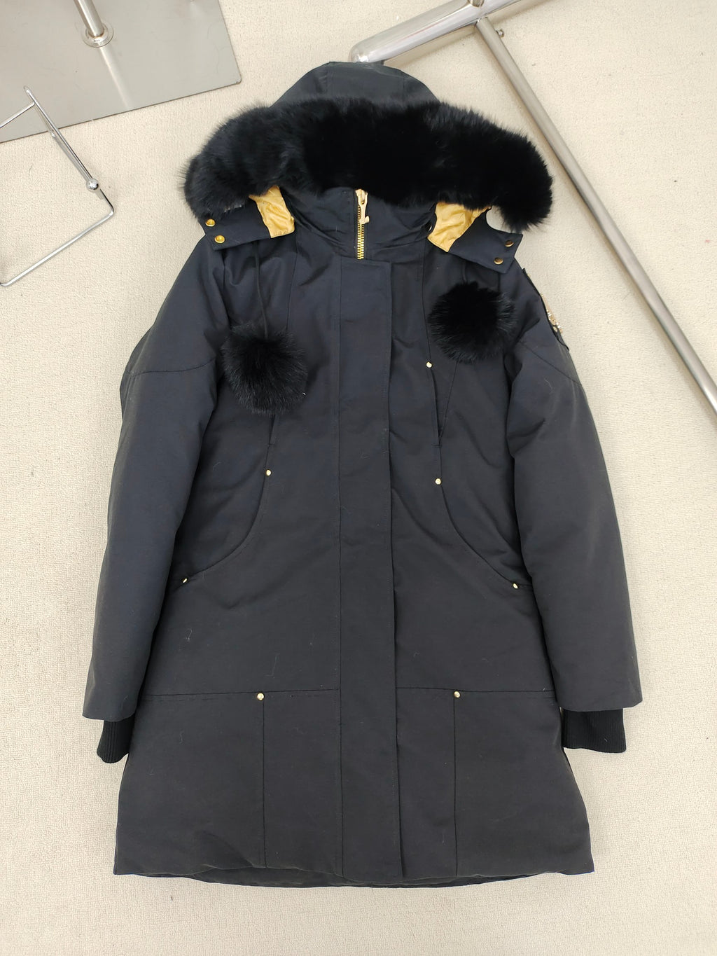 Moose Knuckles Women's Long Hooded Parka with Gold-Tone Details