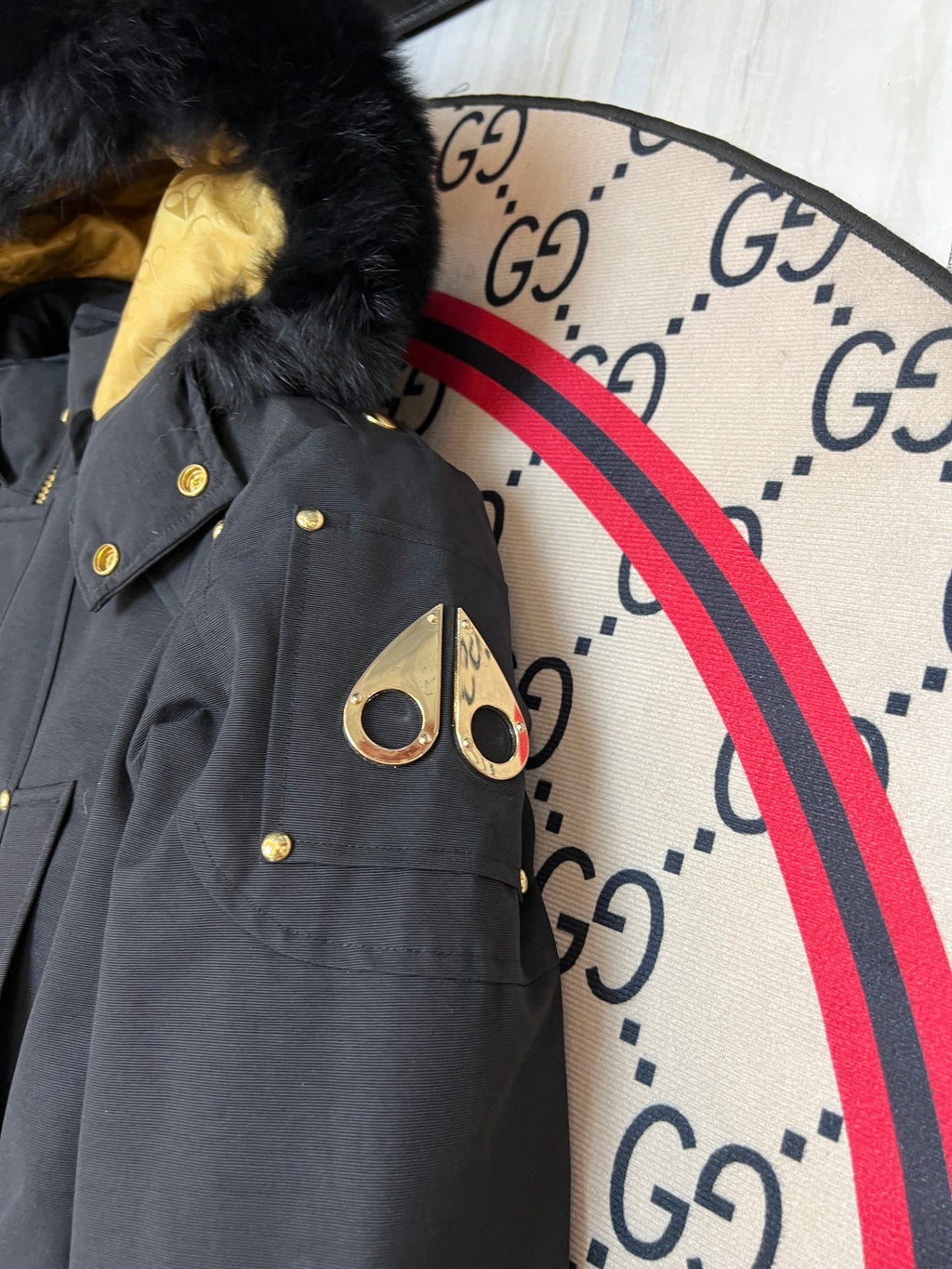 Moose Knuckles Men's Long Hooded Parka with Gold-Tone Details