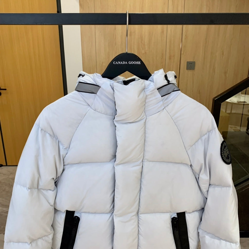 Canada Goose Black-Badge Hooded Puffer Jacket in White