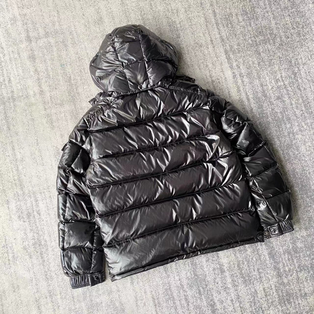 Moncler Maya Hooded Puffer Jacket in Glossy Black