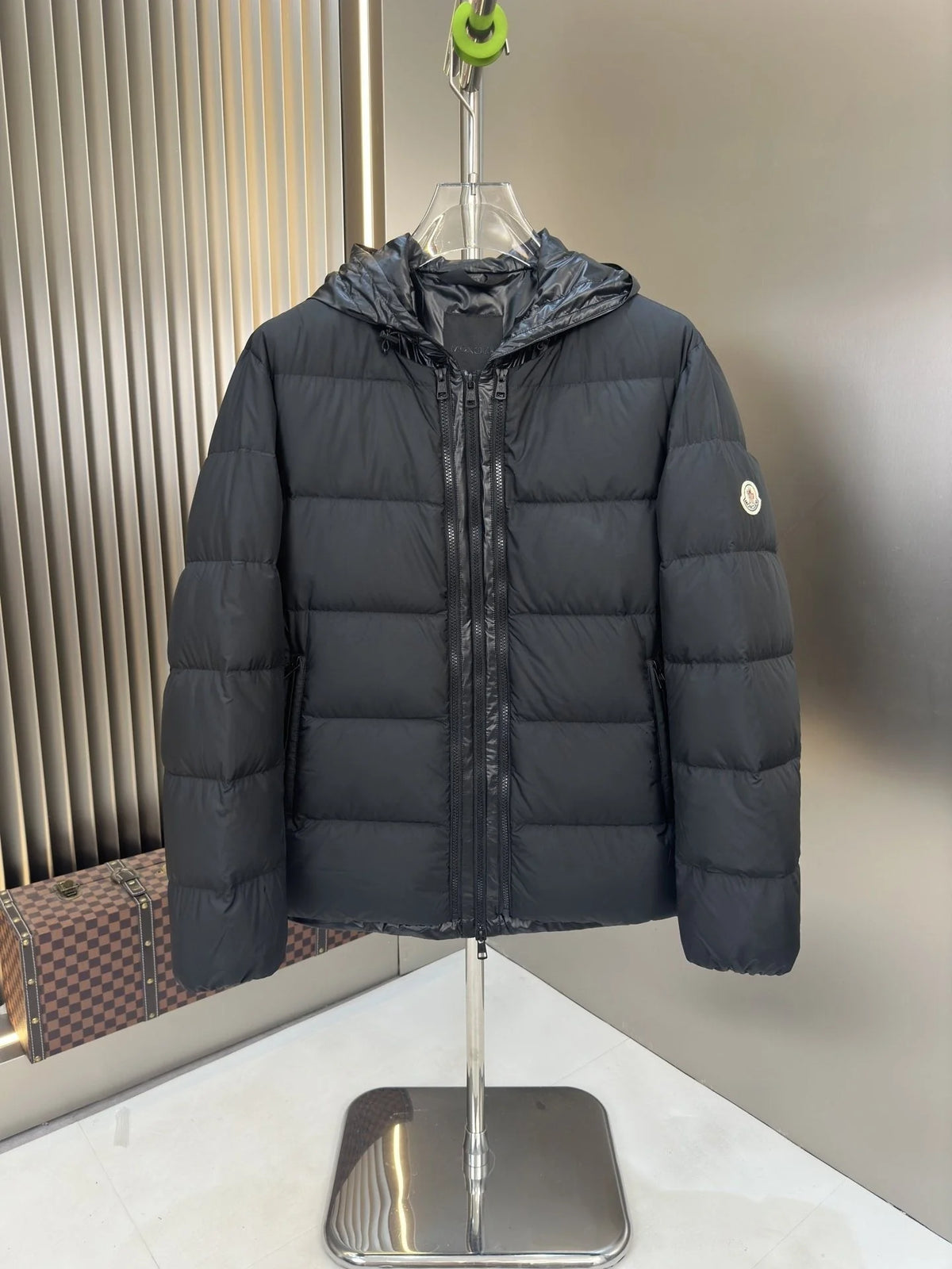 Moncler Black Quilted Puffer Jacket with Tonal Hood