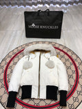 Moose Knuckles Women's White Hooded Bomber Jacket