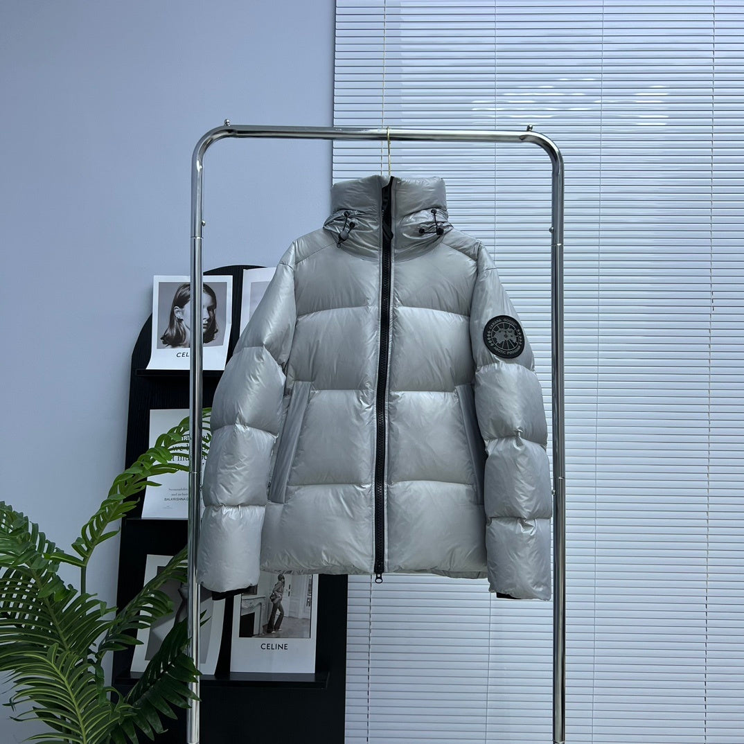Canada Goose Crofton Silver Hooded Puffer Jacket